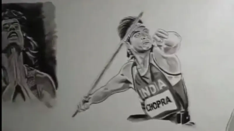 Neeraj Chopra Art by Zohaib Khan